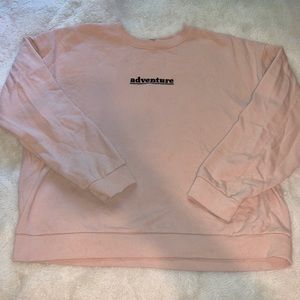 “Adventure”  Pink Cropped Sweater/Crewneck